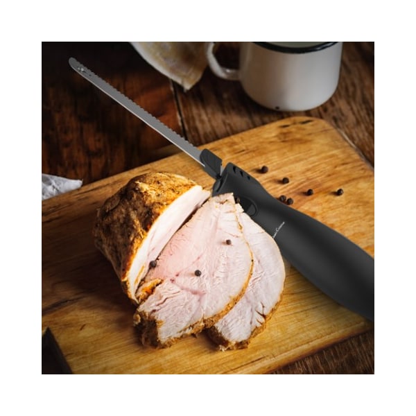 Hastings Home Electric Carving Knife with 8-inch Serrated Stainless Steel Blade, Comfort Grip Handle for Slicing 411763IFL - main